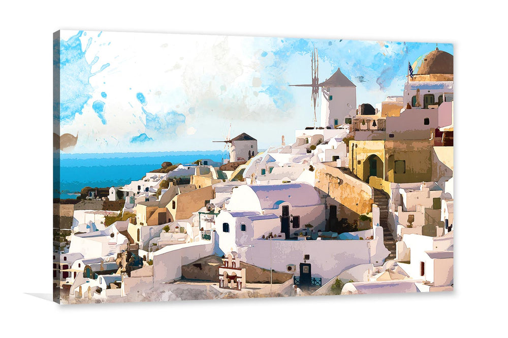 Santorini view painting