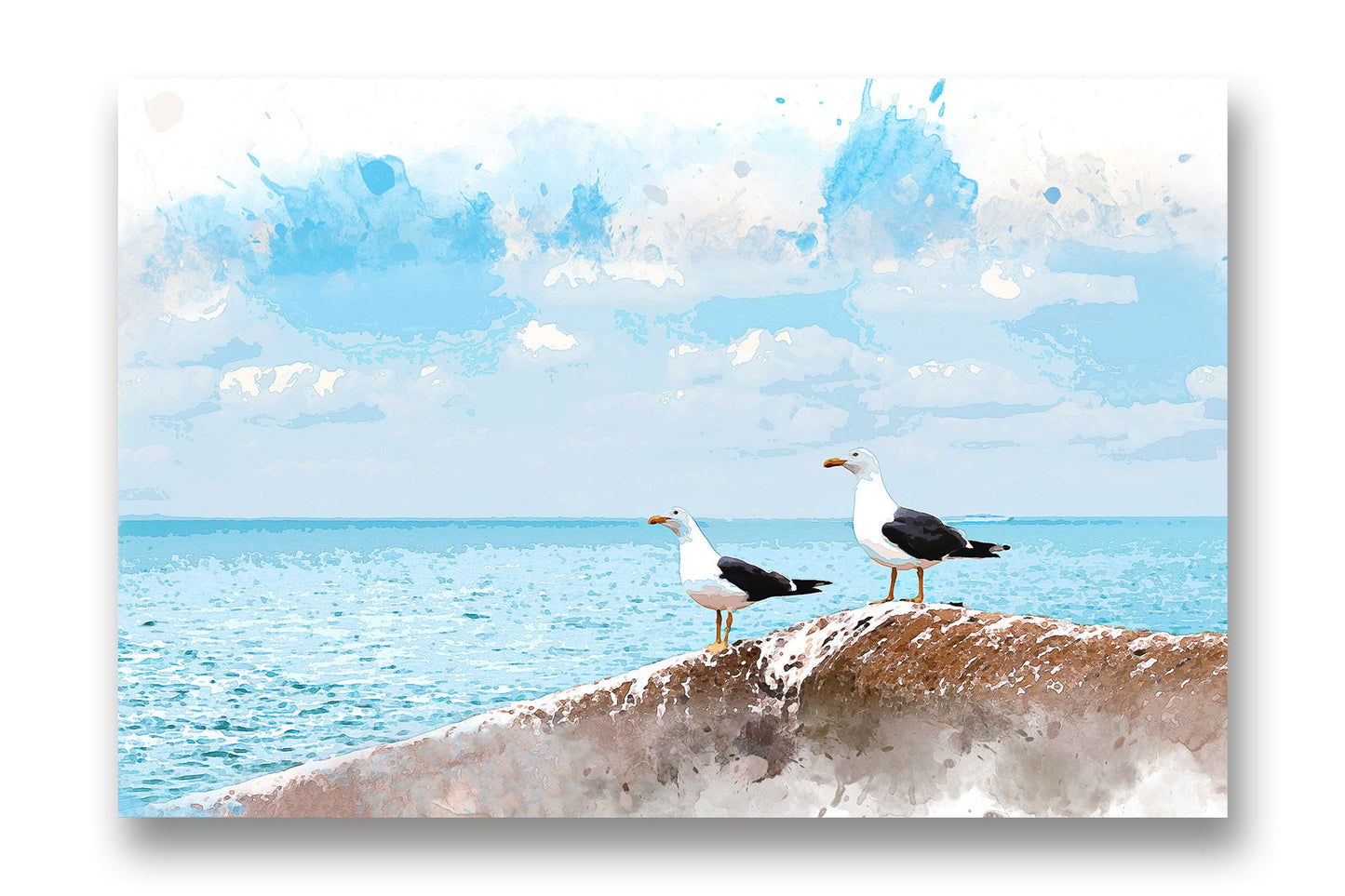 Seagulls and the sea canvas painting